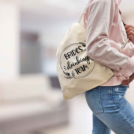 SEO. Bedruckter Turnbeutel im Brides drinking Team Design - Linkreich