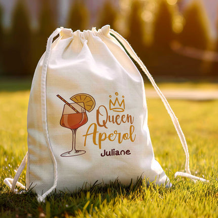 SEO. Bedruckter Turnbeutel im Queen Aperol Design - Linkreich