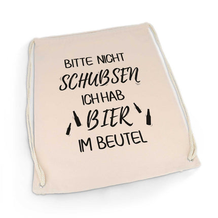 SEO. Bedruckter Turnbeutel mit Spruch Bier im Beutel - Linkreich