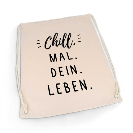 SEO. Bedruckter Turnbeutel mit Spruch Chill mal dein Leben - Linkreich