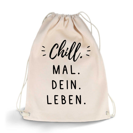 SEO. Bedruckter Turnbeutel mit Spruch Chill mal dein Leben - Linkreich