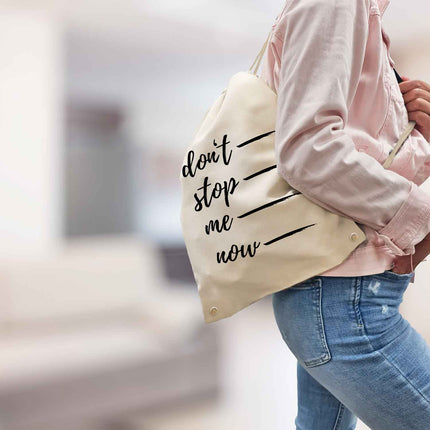 SEO. Bedruckter Turnbeutel mit Spruch Don't stop me now - Linkreich