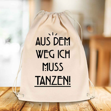 SEO. Bedruckter Turnbeutel mit Spruch Ich muss tanzen - Linkreich