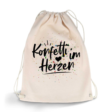 SEO. Bedruckter Turnbeutel mit Spruch Konfetti im Herzen - Linkreich