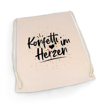 SEO. Bedruckter Turnbeutel mit Spruch Konfetti im Herzen - Linkreich