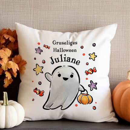 SEO. Bedrucktes Kissen "Happy Halloween" in versch. Designs - Geist Linkreich