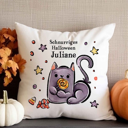 SEO. Bedrucktes Kissen "Happy Halloween" in versch. Designs - Katze Linkreich