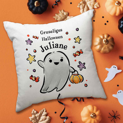 SEO. Bedrucktes Kissen "Happy Halloween" in versch. Designs - Geist Linkreich