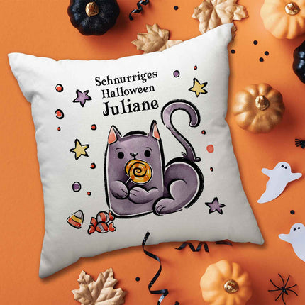 SEO. Bedrucktes Kissen "Happy Halloween" in versch. Designs - Katze Linkreich
