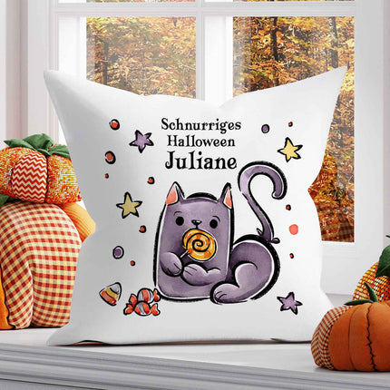 SEO. Bedrucktes Kissen "Happy Halloween" in versch. Designs - Katze Linkreich