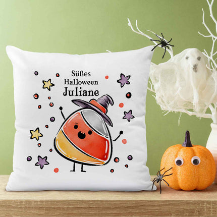 SEO. Bedrucktes Kissen "Happy Halloween" in versch. Designs - Candycorn Linkreich