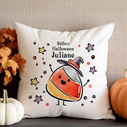 SEO. Bedrucktes Kissen "Happy Halloween" in versch. Designs - Candycorn Linkreich