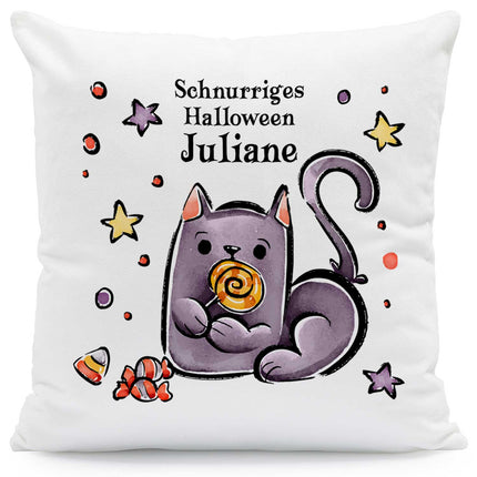 SEO. Bedrucktes Kissen "Happy Halloween" in versch. Designs - Katze Linkreich