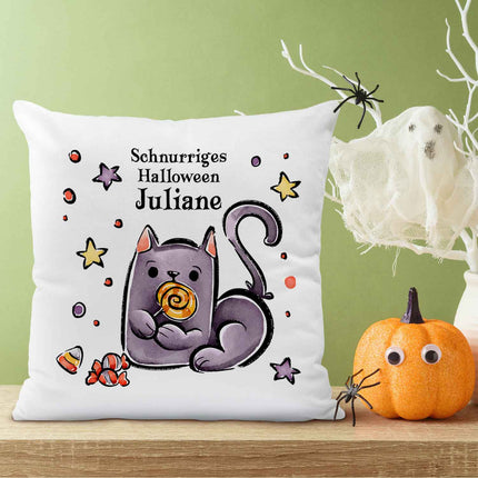 SEO. Bedrucktes Kissen "Happy Halloween" in versch. Designs - Katze Linkreich