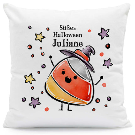 SEO. Bedrucktes Kissen "Happy Halloween" in versch. Designs - Candycorn Linkreich