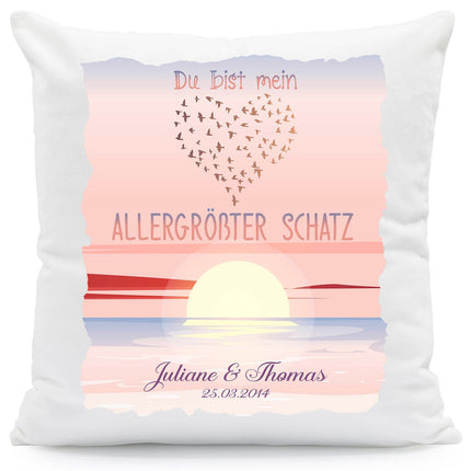 SEO. Bedrucktes Kissen mit Motiv "Allergrößter Schatz" - ohne Füllung Linkreich
