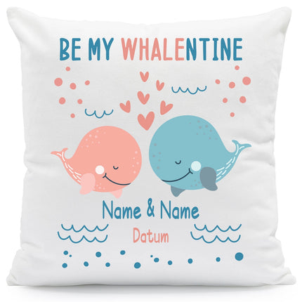 SEO. Bedrucktes Kissen mit Motiv Be my Whalentine - ohne Füllung Linkreich