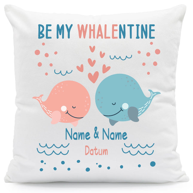SEO. Bedrucktes Kissen mit Motiv Be my Whalentine - ohne Füllung Linkreich