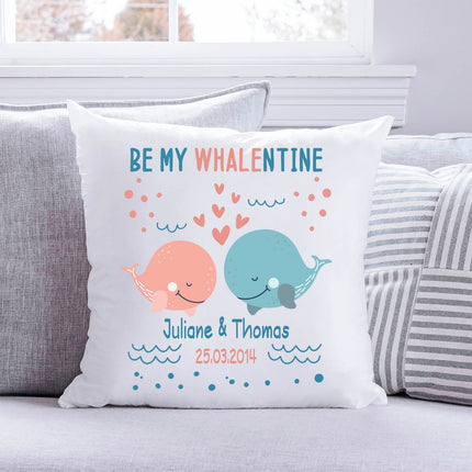 SEO. Bedrucktes Kissen mit Motiv Be my Whalentine - ohne Füllung Linkreich