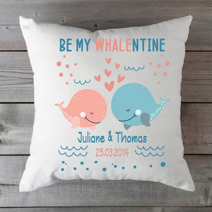 SEO. Bedrucktes Kissen mit Motiv Be my Whalentine - ohne Füllung Linkreich
