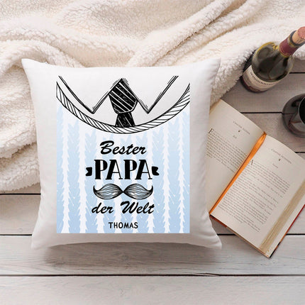 SEO. Bedrucktes Kissen mit Motiv Bester Papa der Welt - ohne Füllung Linkreich