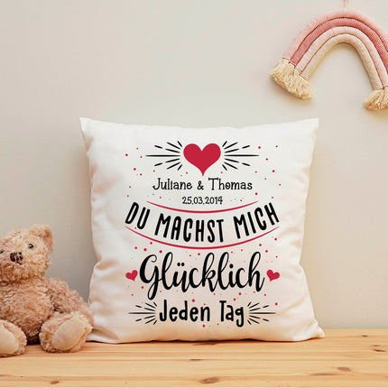 SEO. Bedrucktes Kissen mit Motiv Du machst mich glücklich Jeden Tag - ohne Füllung Linkreich