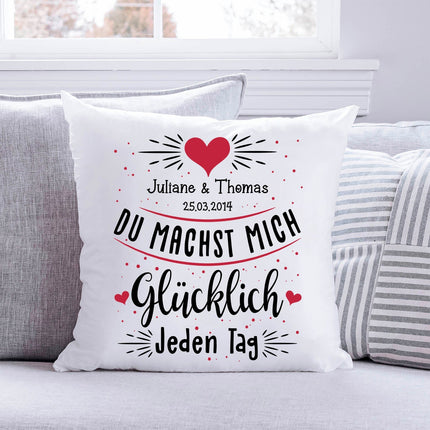 SEO. Bedrucktes Kissen mit Motiv Du machst mich glücklich Jeden Tag - ohne Füllung Linkreich