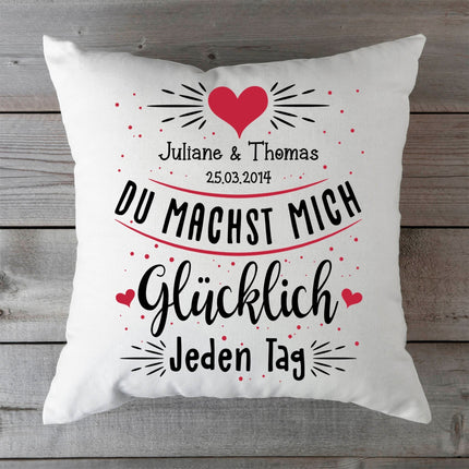 SEO. Bedrucktes Kissen mit Motiv Du machst mich glücklich Jeden Tag - ohne Füllung Linkreich