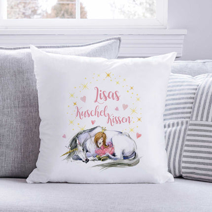 SEO. Bedrucktes Kissen mit Motiv Einhorn Kuschelkissen - ohne Füllung Linkreich