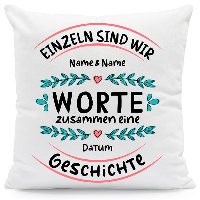 SEO. Bedrucktes Kissen mit Motiv Einzeln sind wir Worte zusammen eine Geschichte - ohne Füllung Linkreich