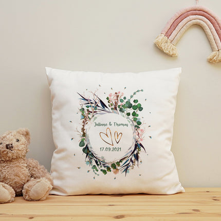 SEO. Bedrucktes Kissen mit Motiv "Flower Wedding" - ohne Füllung Linkreich