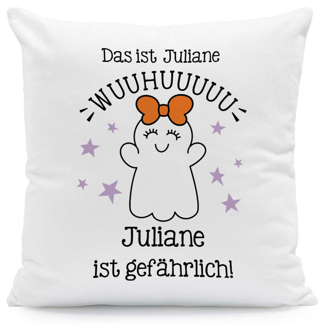 SEO. Bedrucktes Kissen mit Motiv Gefährlicher Geist - Mädchen Linkreich