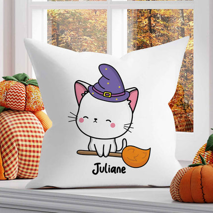 SEO. Bedrucktes Kissen mit Motiv Halloween Tiere - Katze im Kürbis Linkreich