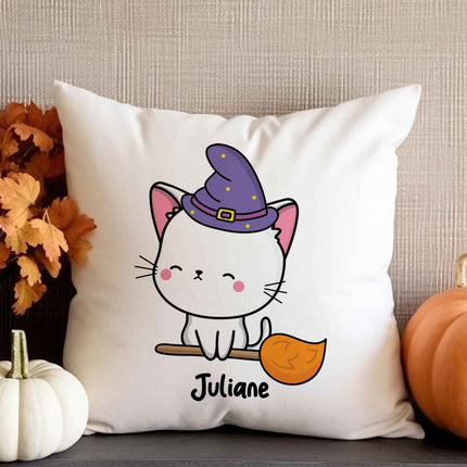 SEO. Bedrucktes Kissen mit Motiv Halloween Tiere - Katze im Kürbis Linkreich