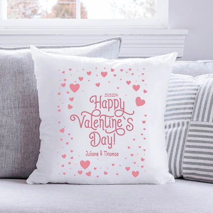 SEO. Bedrucktes Kissen mit Motiv Happy Valentines day Hearts - ohne Füllung Linkreich