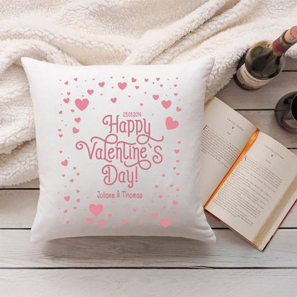 SEO. Bedrucktes Kissen mit Motiv Happy Valentines day Hearts - ohne Füllung Linkreich