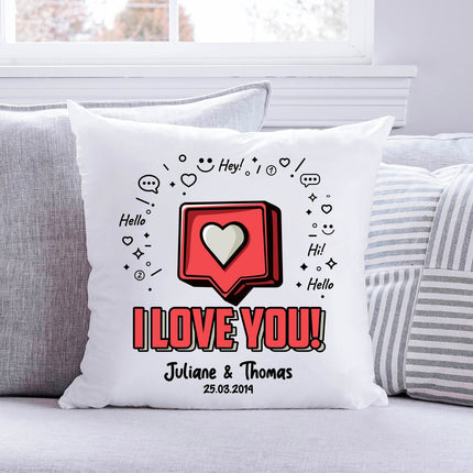 SEO. Bedrucktes Kissen mit Motiv I Love You Herz - ohne Füllung Linkreich