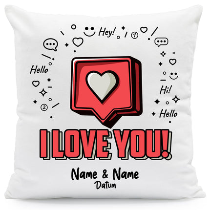 SEO. Bedrucktes Kissen mit Motiv I Love You Herz - ohne Füllung Linkreich