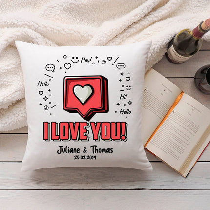 SEO. Bedrucktes Kissen mit Motiv I Love You Herz - ohne Füllung Linkreich