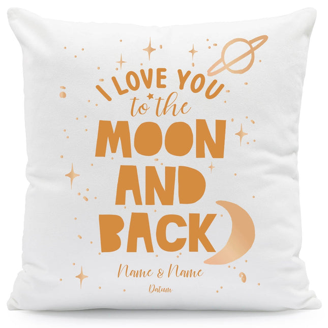 SEO. Bedrucktes Kissen mit Motiv "I love you to the Moon and back" - ohne Füllung Linkreich