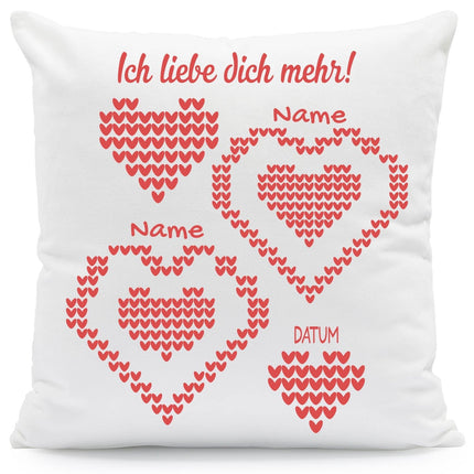 SEO. Bedrucktes Kissen mit Motiv Ich Liebe Dich Mehr Herzen - ohne Füllung Linkreich