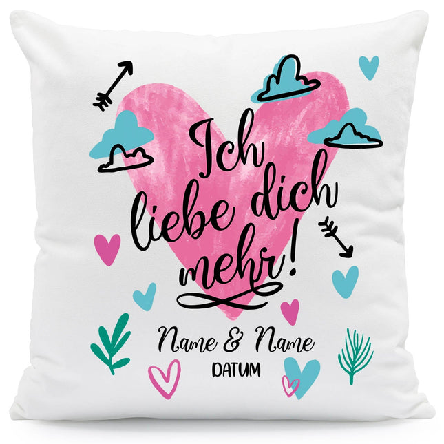SEO. Bedrucktes Kissen mit Motiv Ich Liebe Dich Mehr - ohne Füllung Linkreich