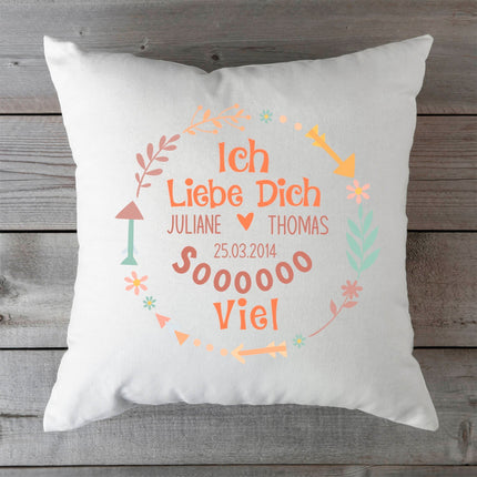 SEO. Bedrucktes Kissen mit Motiv "Ich Liebe Dich Soooo" - ohne Füllung Linkreich