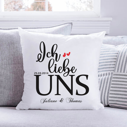 SEO. Bedrucktes Kissen mit Motiv "Ich Liebe Uns" - ohne Füllung Linkreich