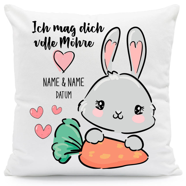 SEO. Bedrucktes Kissen mit Motiv Ich mag Dich volle Möhre - ohne Füllung Linkreich