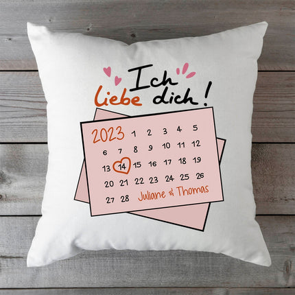 SEO. Bedrucktes Kissen mit Motiv Kalender Ich Liebe Dich - ohne Füllung Linkreich