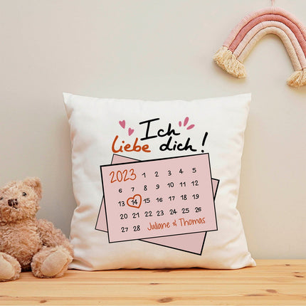 SEO. Bedrucktes Kissen mit Motiv Kalender Ich Liebe Dich - ohne Füllung Linkreich