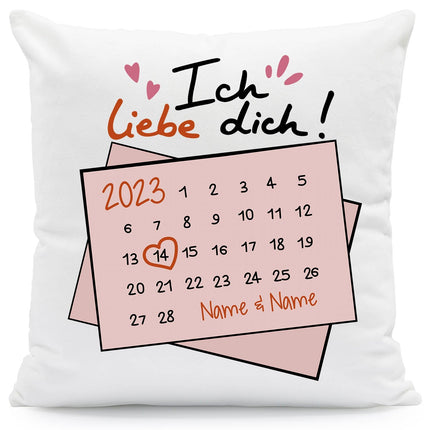 SEO. Bedrucktes Kissen mit Motiv Kalender Ich Liebe Dich - ohne Füllung Linkreich