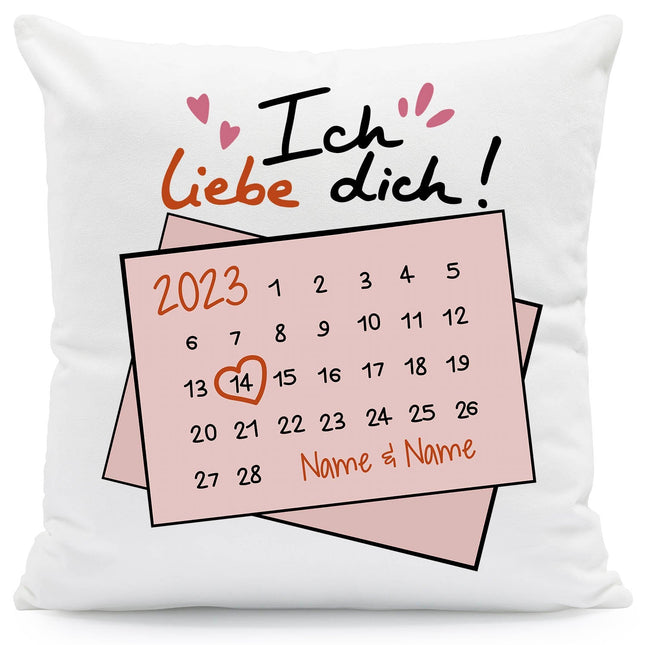 SEO. Bedrucktes Kissen mit Motiv Kalender Ich Liebe Dich - ohne Füllung Linkreich