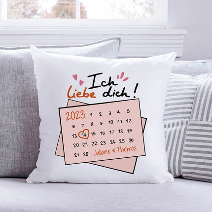SEO. Bedrucktes Kissen mit Motiv Kalender Ich Liebe Dich - ohne Füllung Linkreich